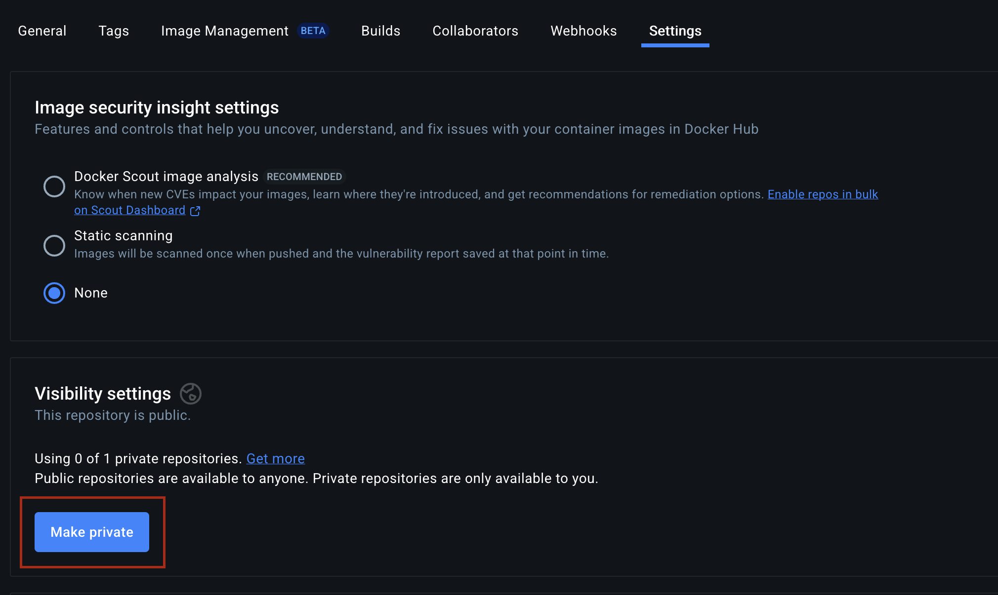 docker settings