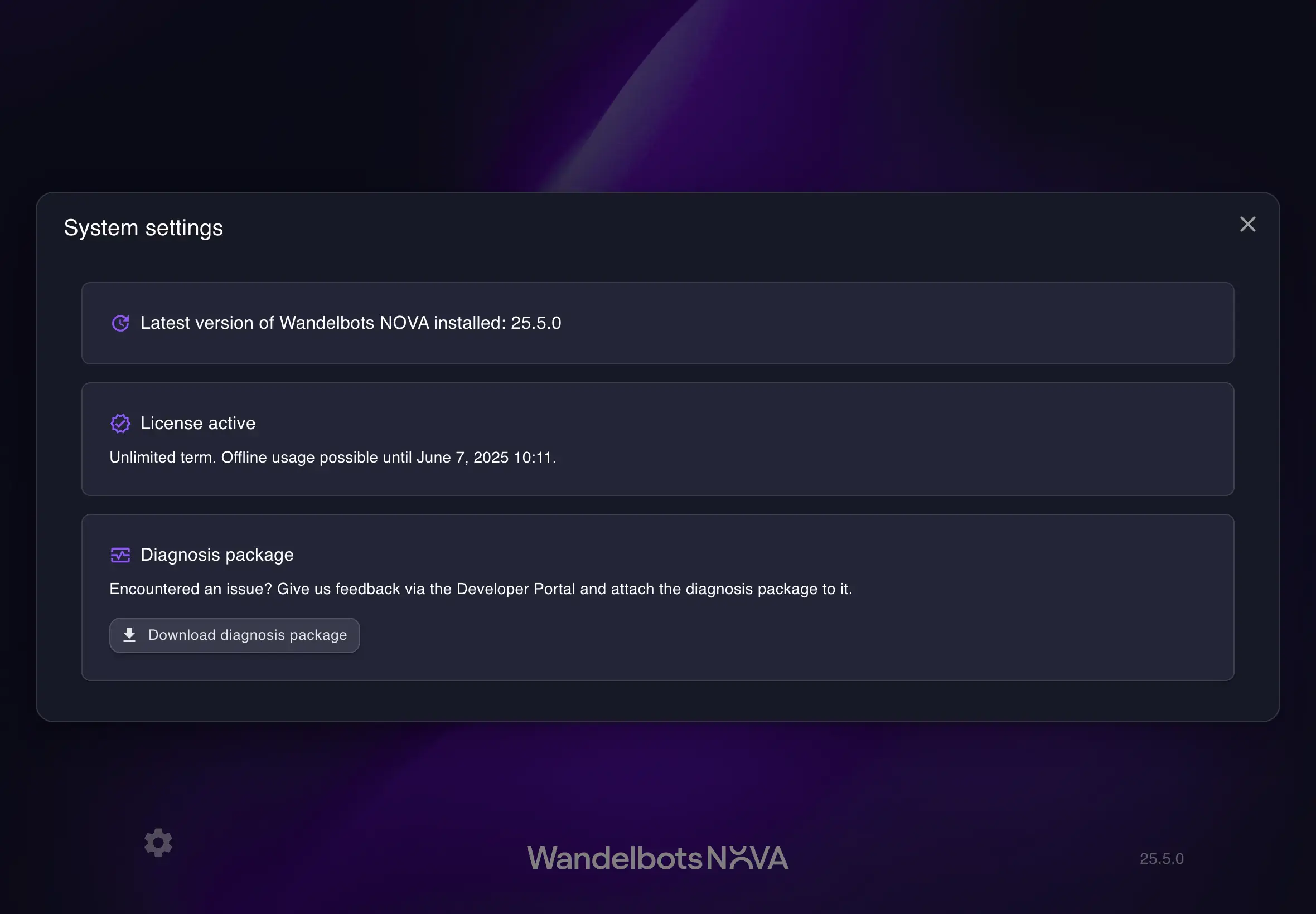 System settings in home screen