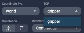 Gripper TCP displayed in Robot Pad