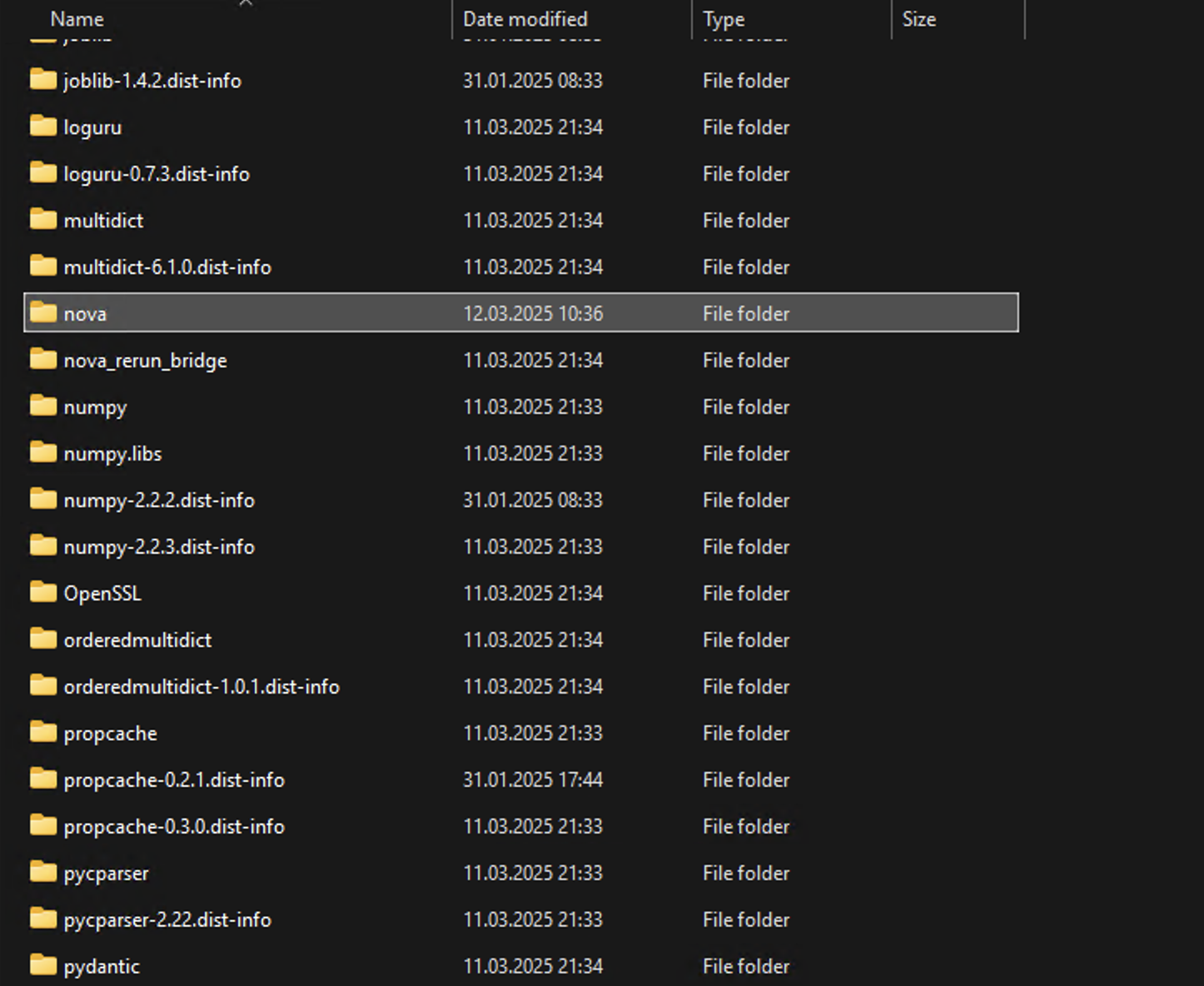 Delete python packages.