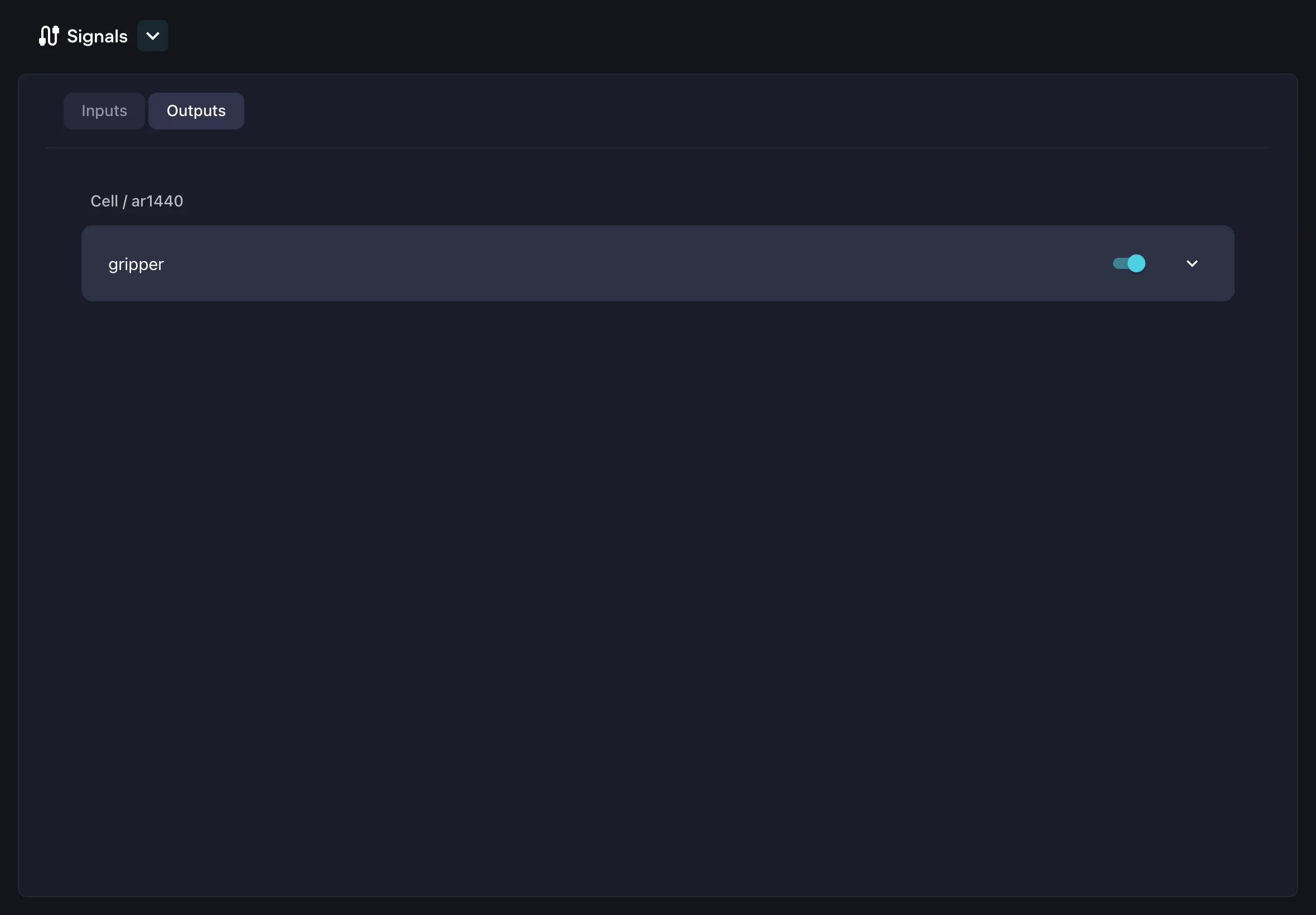 Signals app showing output signals