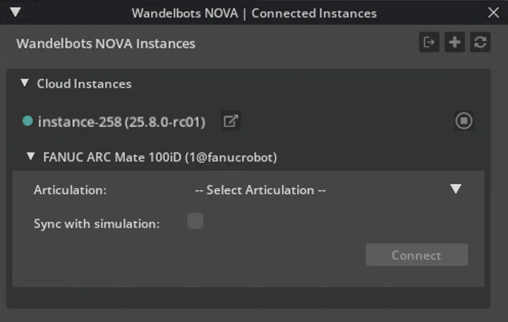 Connected Wandelbots NOVA instance