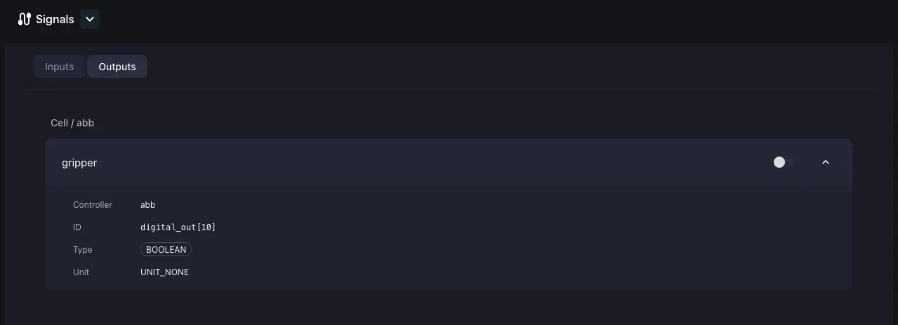Manage signals within the Setup App in Wandelbots NOVA.